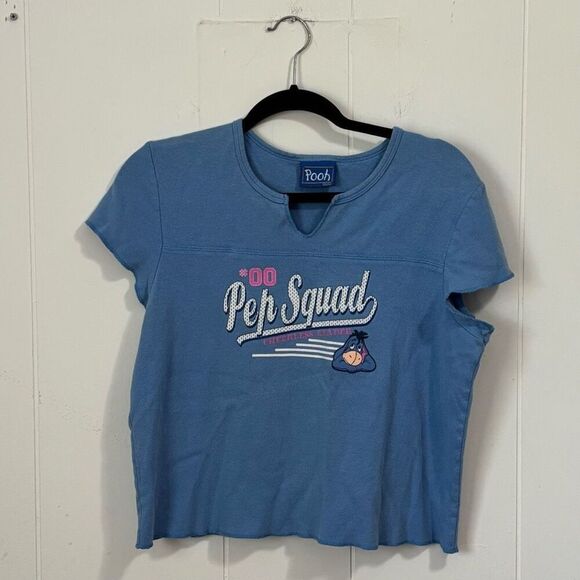 Vintage Y2K Eeyore Pep Squad Cropped Baby Tee Large - Picture 1 of 5